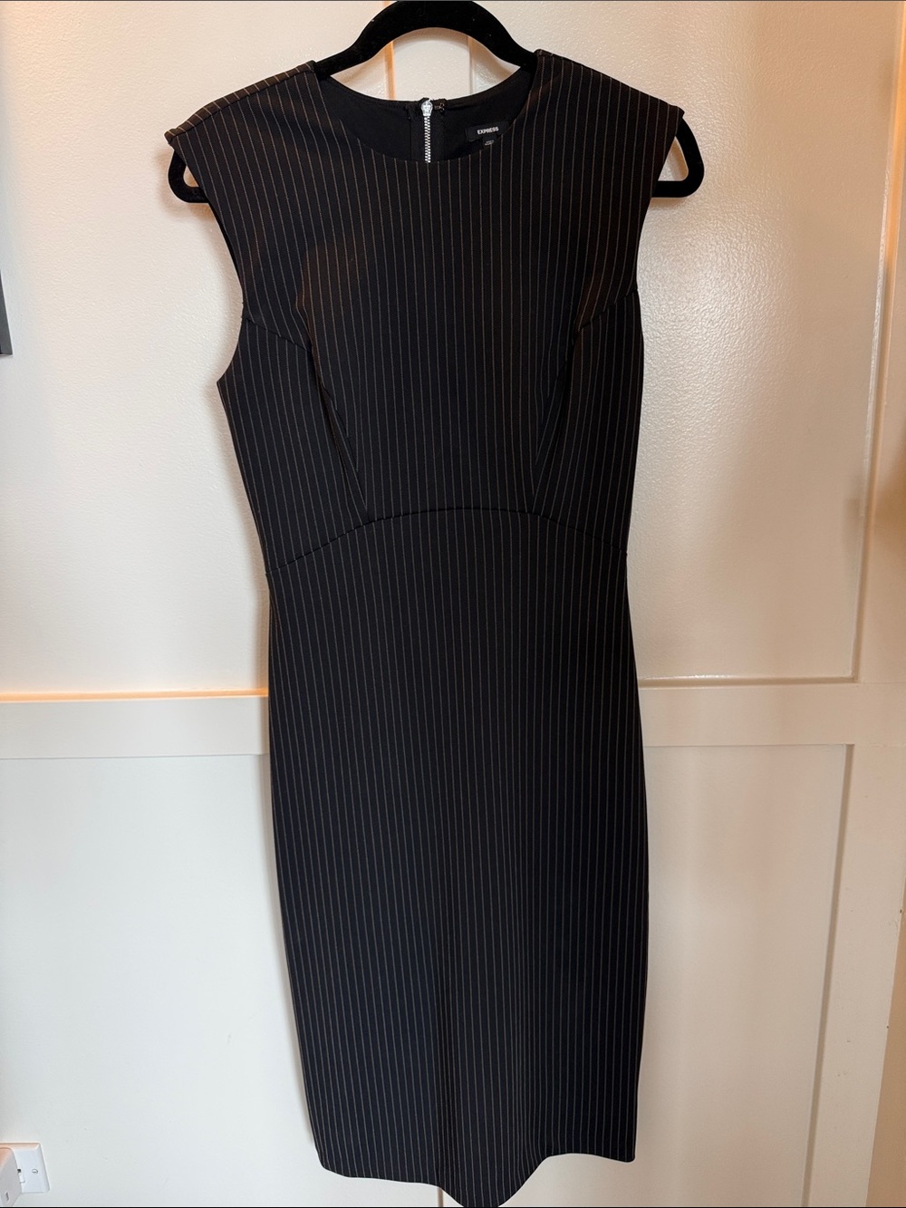 Express - Classic Black Pinstripe Sheath Dress